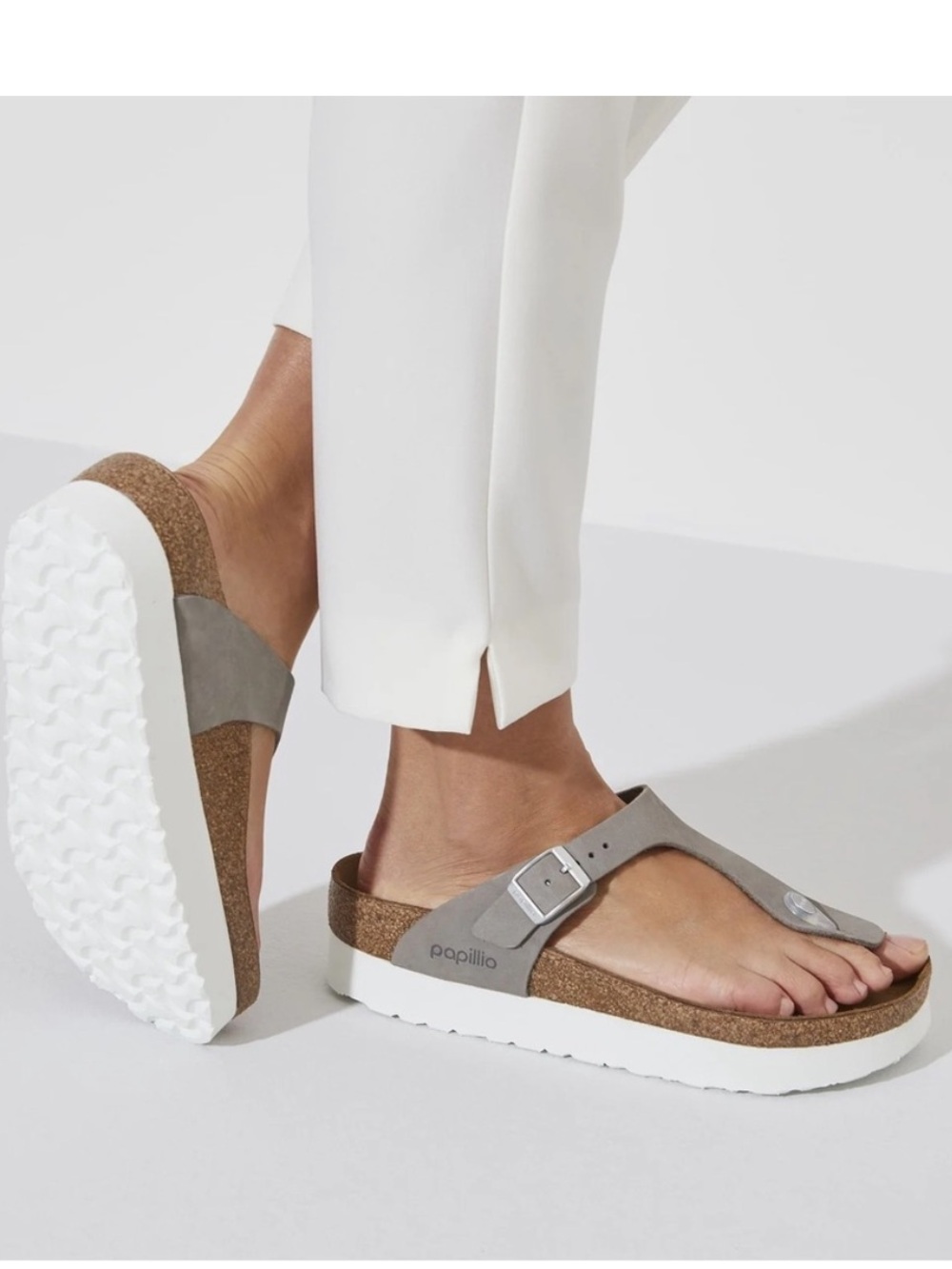 NIB BIRKENSTOCK GIZEH PLATFORM GRAY 36